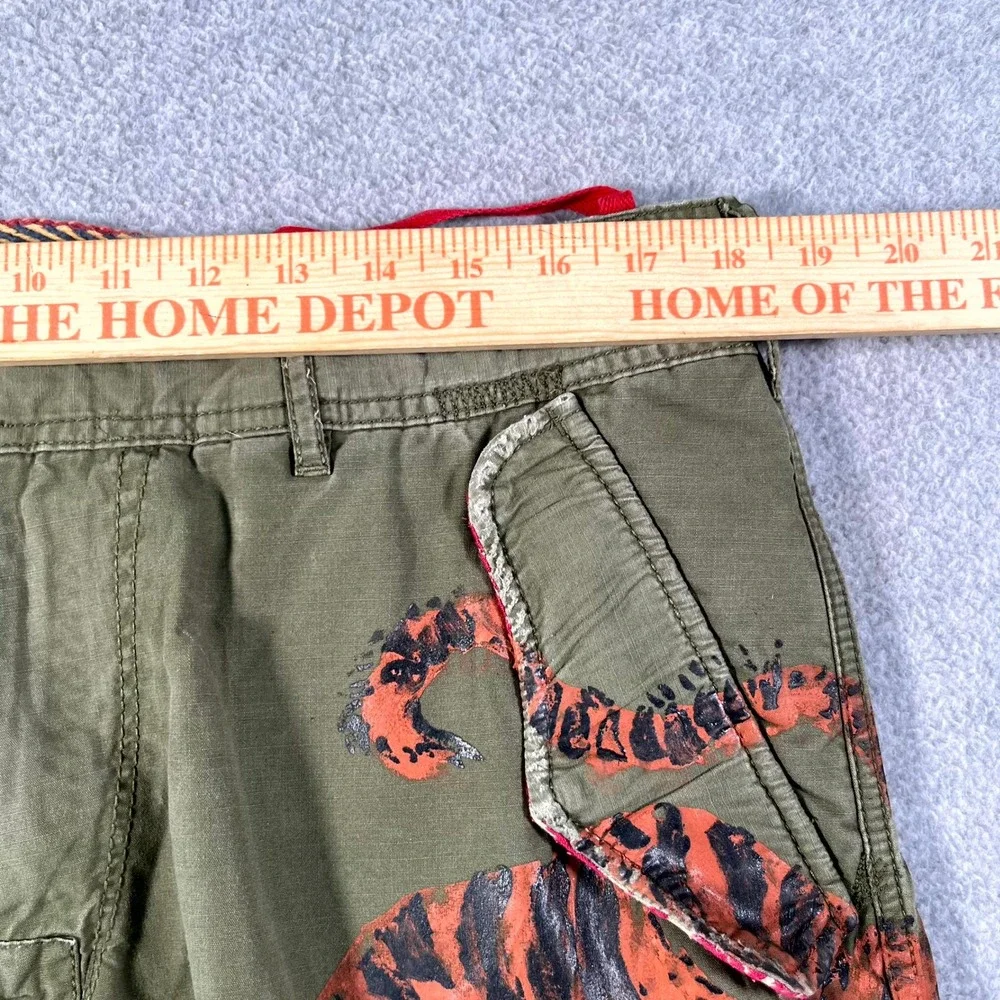 Vintage Polo Ralph Lauren Mens Cargo Pants Hand Painted Tiger Japanese Kanji